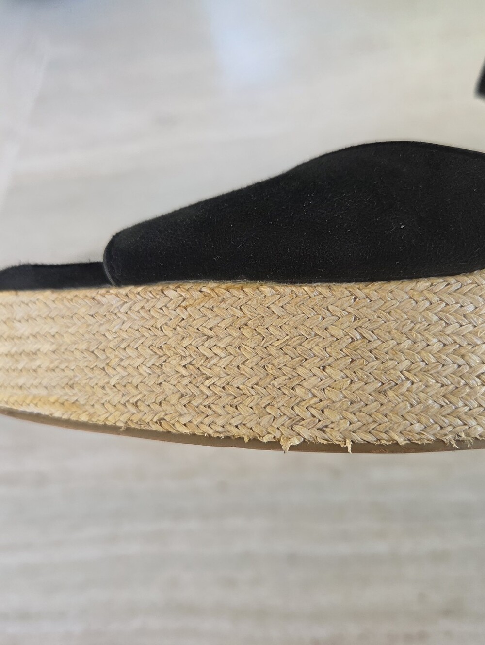 Steve Madden Binx Black Suede Wedge Ankle Strap Sandals Size 11 - Picture 8 of 9